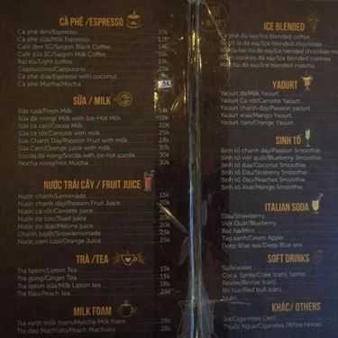 Thực đơn- T.A Coffee