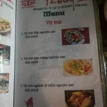 Thực đơn- Nhà Hàng Tân Hương Sen