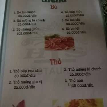 Thực đơn- Nhà Hàng Tân Hương Sen