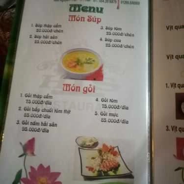 Thực đơn- Nhà Hàng Tân Hương Sen