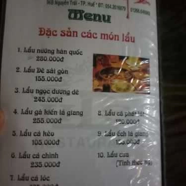 Thực đơn- Nhà Hàng Tân Hương Sen