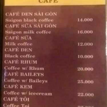Thực đơn- Tôi Cafe - Trần Quang Khải