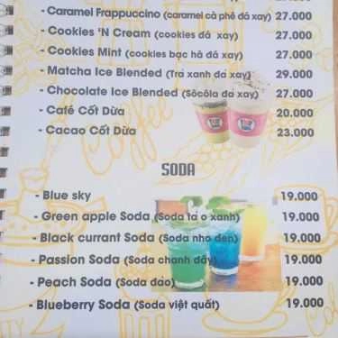 Thực đơn- True Coffee