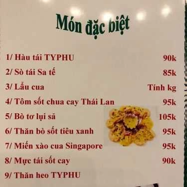 Thực đơn- Nhà Hàng TYPHU Cafe & Restaurant
