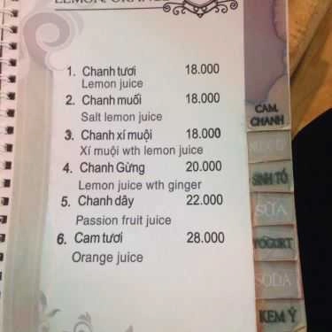 Thực đơn- V8 Cafe