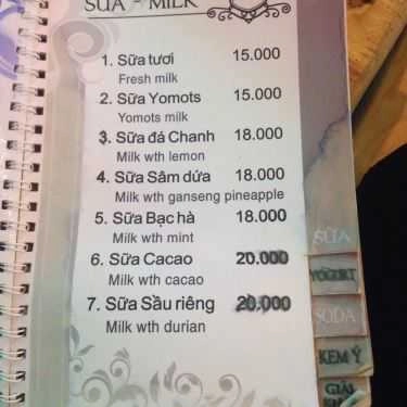Thực đơn- V8 Cafe