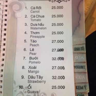 Thực đơn- V8 Cafe