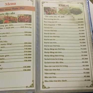 Thực đơn- Nhà Hàng Vườn Phố - Ẩm Thực 3 Miền