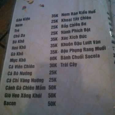 Thực đơn- Cafe Xà Bần Pub
