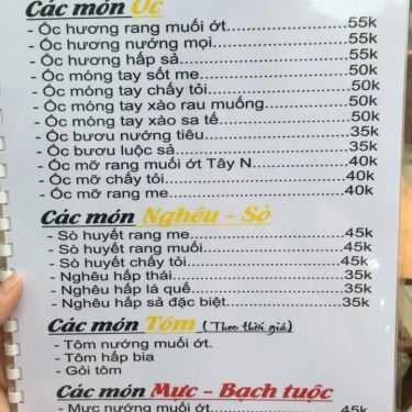 Thực đơn- Quán Nhậu Bia Bom - Đặc Sản Gà Sao
