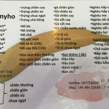 Thực đơn- Quán Ăn Ăn Vặt Somyho - Thủ Khoa Huân