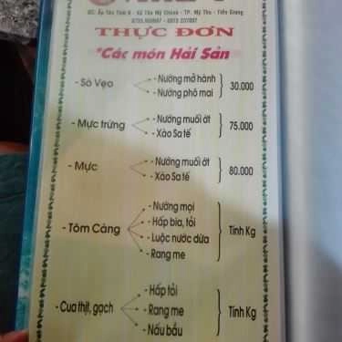 Thực đơn- Quán Ăn Như Ý - Bò Tơ & Hải Sản