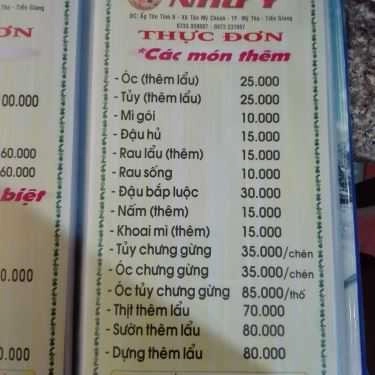 Thực đơn- Quán Ăn Như Ý - Bò Tơ & Hải Sản