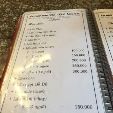 Thực đơn- Quán Ăn Bồ Đề Quán - Ẩm Thực Chay