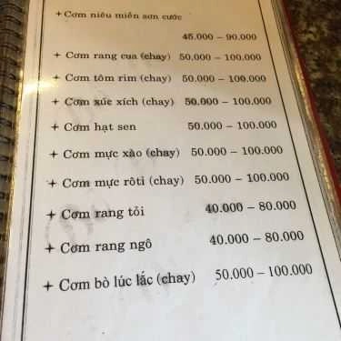 Thực đơn- Quán Ăn Bồ Đề Quán - Ẩm Thực Chay