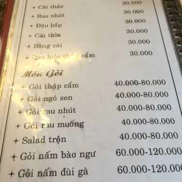 Thực đơn- Quán Ăn Bồ Đề Quán - Ẩm Thực Chay