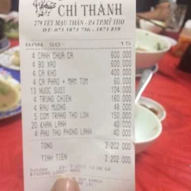 Thực đơn- Quán Ăn Quán Cơm Chí Thành