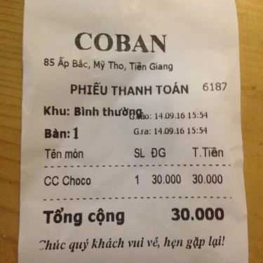 Thực đơn- Coban Coffee & Milk Tea