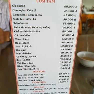 Thực đơn- Quán Ăn Cơm Tấm Kiều Giang