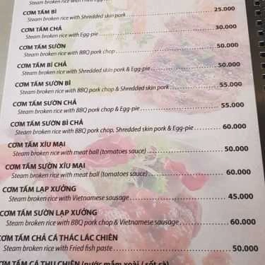 Thực đơn- Quán Ăn Cơm Tấm Kiều Giang