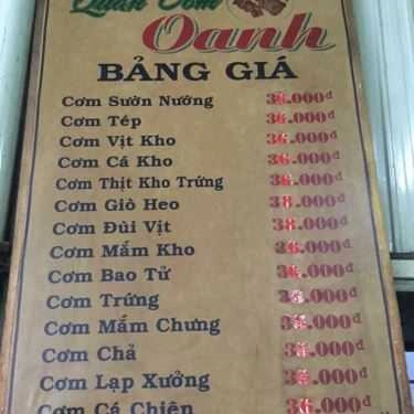 Thực đơn- Quán Ăn Cơm Tấm Oanh