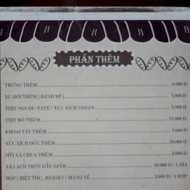 Thực đơn- Quán Ăn Dori - Bánh Mì Chảo