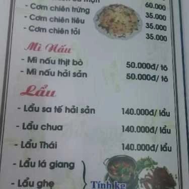 Thực đơn- Quán Ăn Hải Sản Hoàng Thành - Tết Mậu Thân