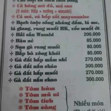 Thực đơn- Quán Ăn Hải Sản Hoàng Thành - Tết Mậu Thân