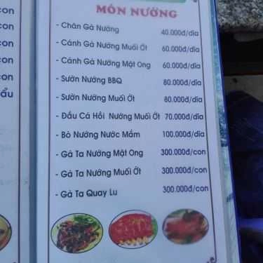 Thực đơn- Quán Ăn Hoàng Thành - Quán Hải Sản Sân Vườn