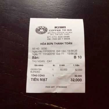 Thực đơn- Kiwi Cafe - Thủ Khoa Huân