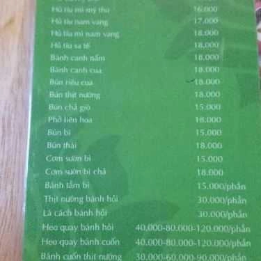 Thực đơn- Quán Ăn Quán Chay Liên Hoa - Trần Hưng Đạo