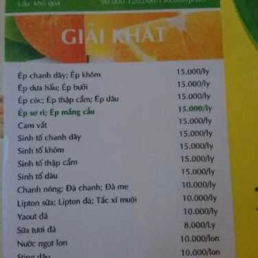 Thực đơn- Quán Ăn Quán Chay Liên Hoa - Trần Hưng Đạo