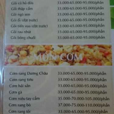 Thực đơn- Quán Ăn Quán Chay Liên Hoa - Trần Hưng Đạo