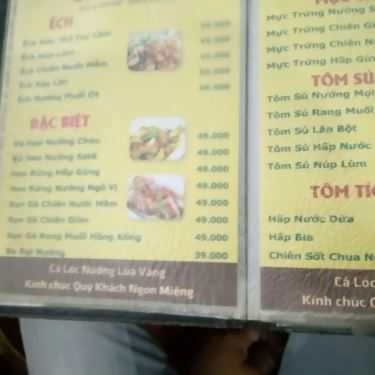 Thực đơn- Quán Ăn Lúa Vàng - Cá Lóc Nướng & Món Ăn Hải Sản