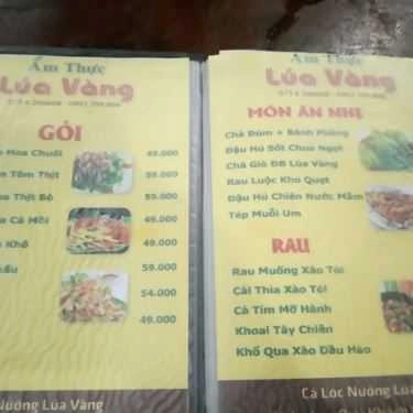 Thực đơn- Quán Ăn Lúa Vàng - Cá Lóc Nướng & Món Ăn Hải Sản