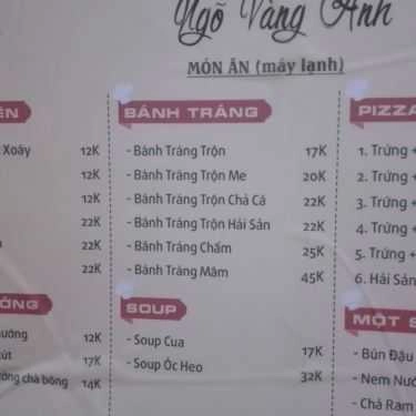 Thực đơn- Ngõ Vàng Anh - Quán Ăn Vặt