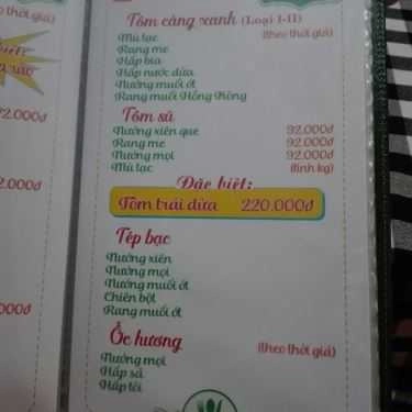 Thực đơn- Nhà Hàng Ẩm Thực 284