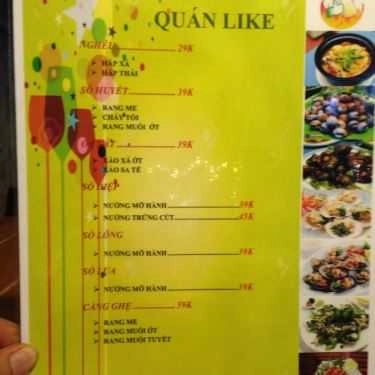 Thực đơn- Quán Ăn Quán Like - Lẩu Nướng & Ốc