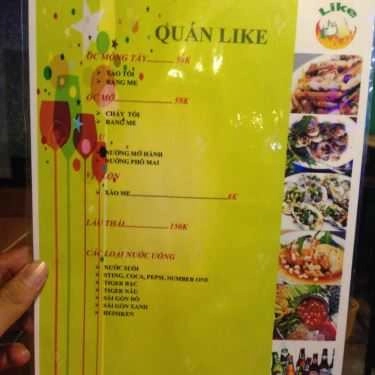 Thực đơn- Quán Ăn Quán Like - Lẩu Nướng & Ốc