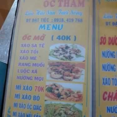 Thực đơn- Quán Ăn Ốc Thắm