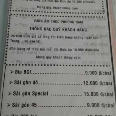 Thực đơn- Nhà Hàng Phương Nam - Các Món Đặc Sản Tươi Sống