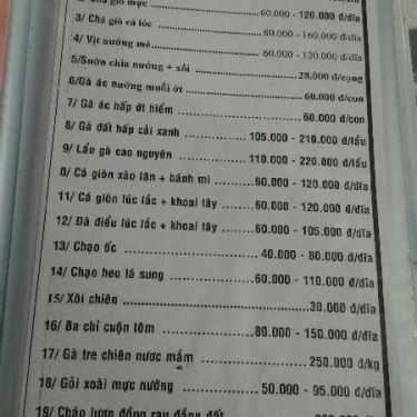 Thực đơn- Nhà Hàng Phương Nam - Các Món Đặc Sản Tươi Sống