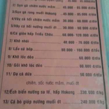 Thực đơn- Nhà Hàng Phương Nam - Các Món Đặc Sản Tươi Sống