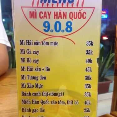 Thực đơn- Quán Ăn Quán 908 - Mì Cay Hàn Quốc