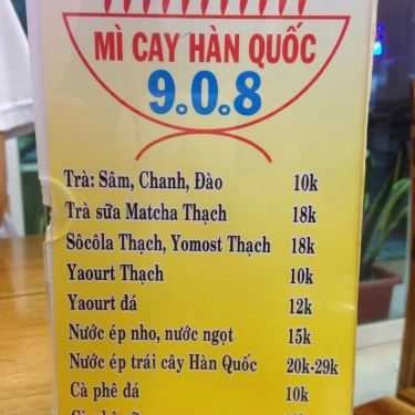 Thực đơn- Quán Ăn Quán 908 - Mì Cay Hàn Quốc