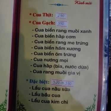 Thực đơn- Đồng Nam 2 - Quán Ăn Gia Đình