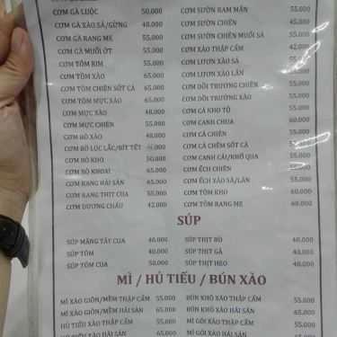 Thực đơn- Quán Ăn Quán Cơm Chí Thành - Ấp Bắc