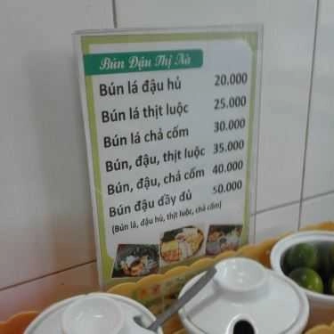 Thực đơn- Quán Ăn Quán Thị Na - Bún Đậu Mắm Tôm