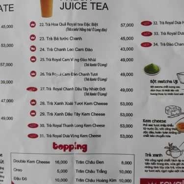 Thực đơn- Cafe Royaltea Mỹ Tho