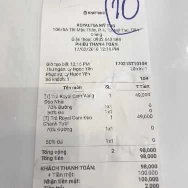 Thực đơn- Cafe Royaltea Mỹ Tho